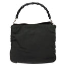 GUCCI Bamboo Shoulder Bag Nylon Khaki Silver 001 1638 Auth 138217-2