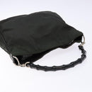 GUCCI Bamboo Shoulder Bag Nylon Khaki Silver 001 1638 Auth 138217-6