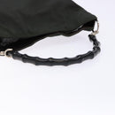GUCCI Bamboo Shoulder Bag Nylon Khaki Silver 001 1638 Auth 138217-7