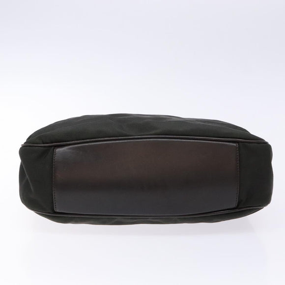 GUCCI Bamboo Shoulder Bag Nylon Khaki Silver 001 1638 Auth 138217