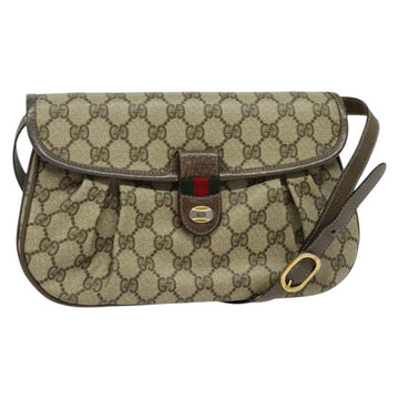 GUCCI GG Supreme Web Sherry Line Bag PVC Beige Gold 14 02 051 Auth 138219