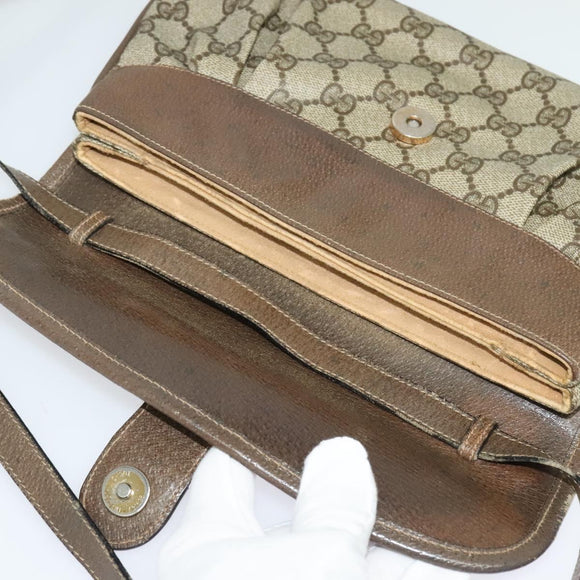 GUCCI GG Supreme Web Sherry Line Bag PVC Beige Gold 14 02 051 Auth 138219