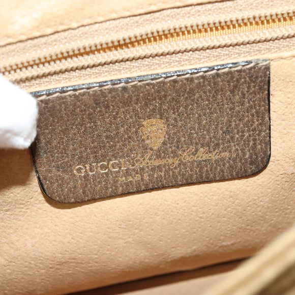 GUCCI GG Supreme Web Sherry Line Bag PVC Beige Gold 14 02 051 Auth 138219