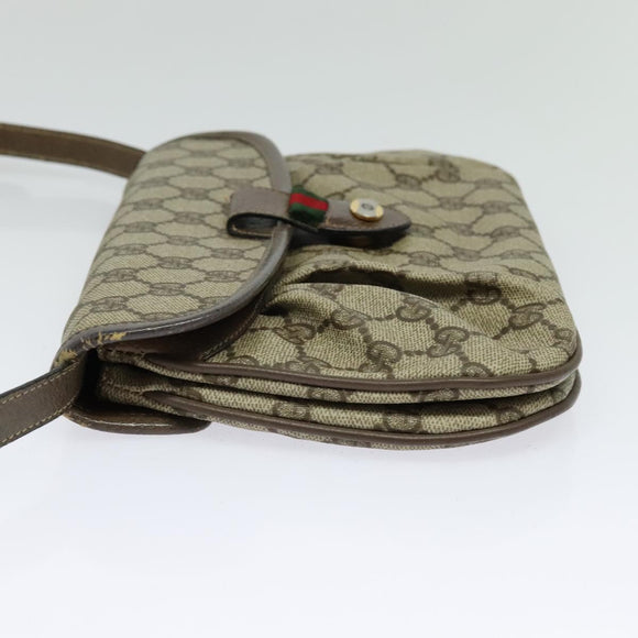 GUCCI GG Supreme Web Sherry Line Bag PVC Beige Gold 14 02 051 Auth 138219