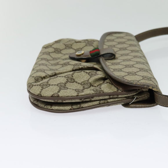 GUCCI GG Supreme Web Sherry Line Bag PVC Beige Gold 14 02 051 Auth 138219