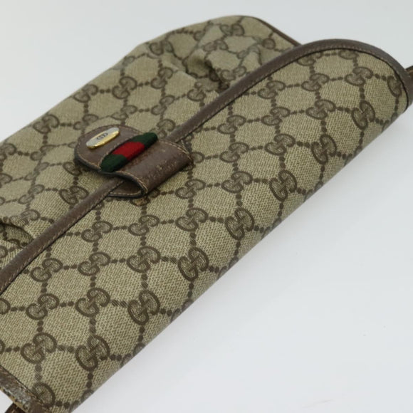 GUCCI GG Supreme Web Sherry Line Bag PVC Beige Gold 14 02 051 Auth 138219