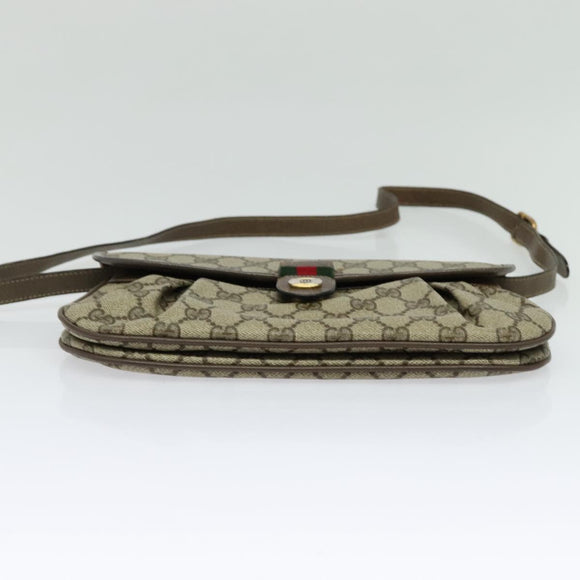 GUCCI GG Supreme Web Sherry Line Bag PVC Beige Gold 14 02 051 Auth 138219