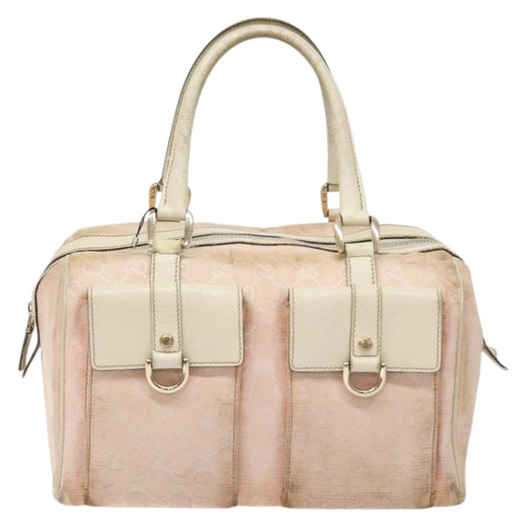 GUCCI GG Canvas Abbey Hand Bag Pink Gold 153026 Auth 138220