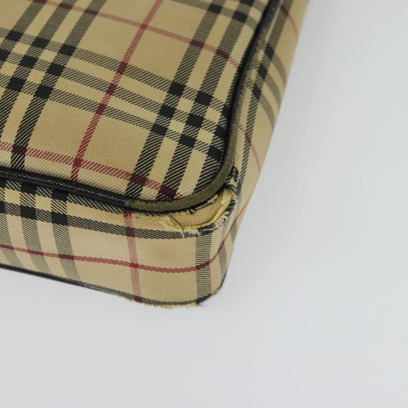 BURBERRY Nova Check Shoulder Bag Canvas Beige Silver Auth 138221