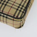 BURBERRY Nova Check Shoulder Bag Canvas Beige Silver Auth 138221-13