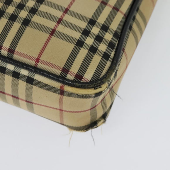 BURBERRY Nova Check Shoulder Bag Canvas Beige Silver Auth 138221