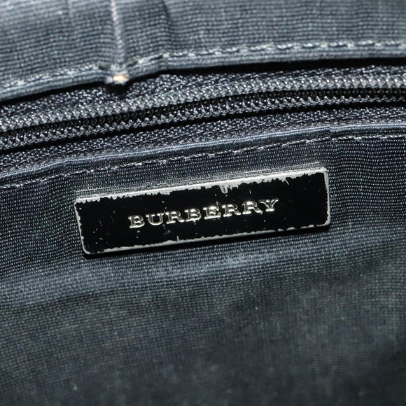 BURBERRY Nova Check Shoulder Bag Canvas Beige Silver Auth 138221