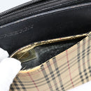 BURBERRY Nova Check Shoulder Bag Canvas Beige Silver Auth 138221-22