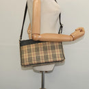 BURBERRY Nova Check Shoulder Bag Canvas Beige Silver Auth 138221-23