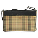 BURBERRY Nova Check Shoulder Bag Canvas Beige Silver Auth 138221-2