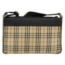BURBERRY Nova Check Shoulder Bag Canvas Beige Silver Auth 138221-3