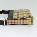 BURBERRY Nova Check Shoulder Bag Canvas Beige Silver Auth 138221-4