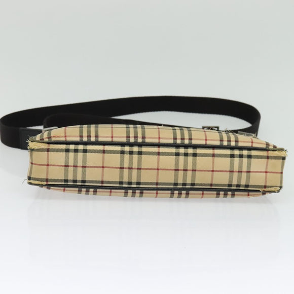 BURBERRY Nova Check Shoulder Bag Canvas Beige Silver Auth 138221