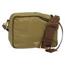 PRADA Shoulder Bag Nylon Beige Gold Auth 138224-1