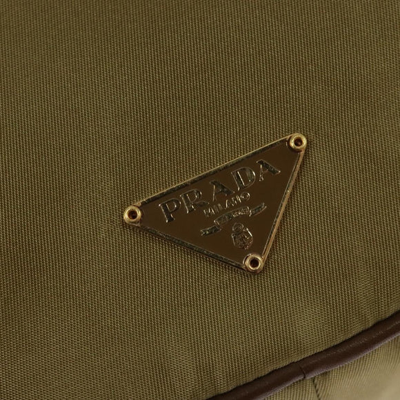 PRADA Shoulder Bag Nylon Beige Gold Auth 138224