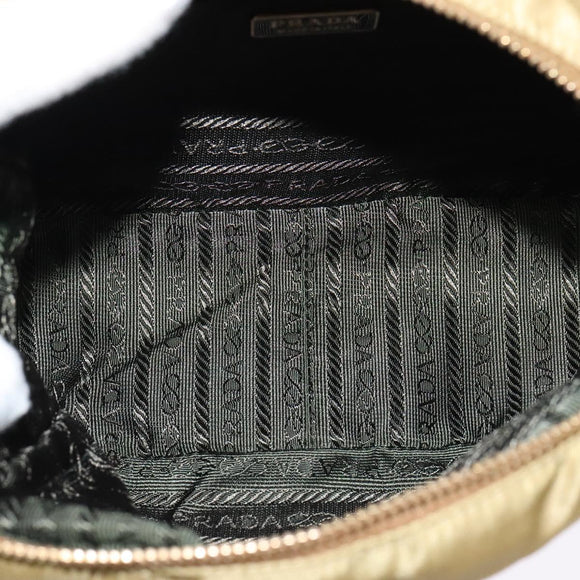 PRADA Shoulder Bag Nylon Beige Gold Auth 138224