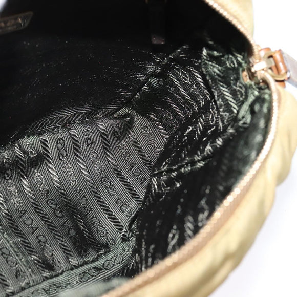 PRADA Shoulder Bag Nylon Beige Gold Auth 138224