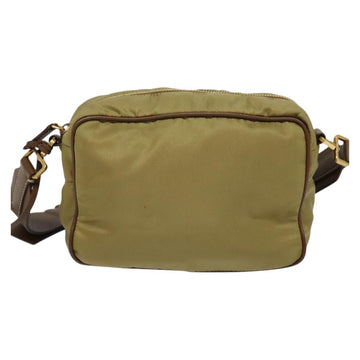 PRADA Shoulder Bag Nylon Beige Gold Auth 138224 - 0
