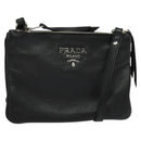 PRADA Shoulder Bag Leather Black Silver Auth 138225-1