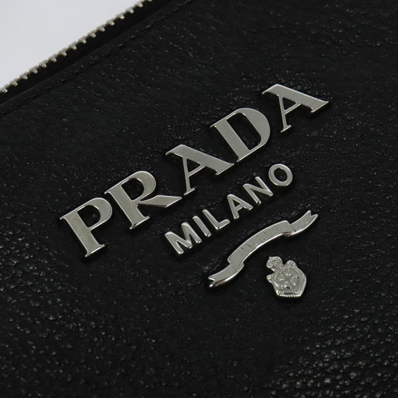 PRADA Shoulder Bag Leather Black Silver Auth 138225