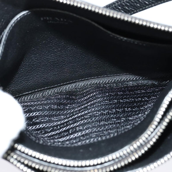 PRADA Shoulder Bag Leather Black Silver Auth 138225