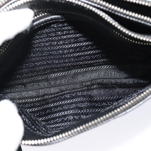 PRADA Shoulder Bag Leather Black Silver Auth 138225