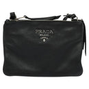 PRADA Shoulder Bag Leather Black Silver Auth 138225-13