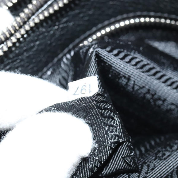 PRADA Shoulder Bag Leather Black Silver Auth 138225