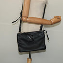 PRADA Shoulder Bag Leather Black Silver Auth 138225-25
