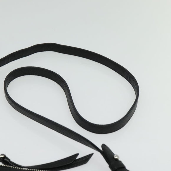 PRADA Shoulder Bag Leather Black Silver Auth 138225