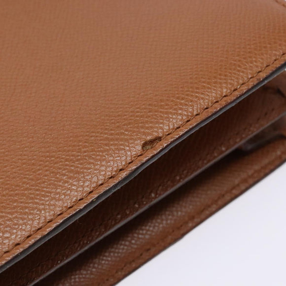 BVLGARI Hand Bag Leather Brown Gold Auth 138226