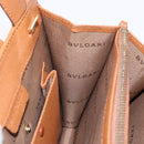 BVLGARI Hand Bag Leather Brown Gold Auth 138226-19