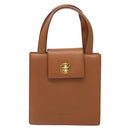 BVLGARI Hand Bag Leather Brown Gold Auth 138226-2