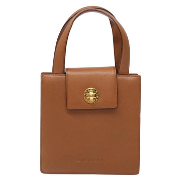 BVLGARI Hand Bag Leather Brown Gold Auth 138226 - 0