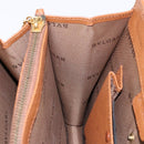 BVLGARI Hand Bag Leather Brown Gold Auth 138226-20