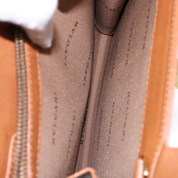 BVLGARI Hand Bag Leather Brown Gold Auth 138226