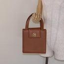 BVLGARI Hand Bag Leather Brown Gold Auth 138226-24