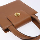 BVLGARI Hand Bag Leather Brown Gold Auth 138226-6