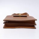 BVLGARI Hand Bag Leather Brown Gold Auth 138226-9