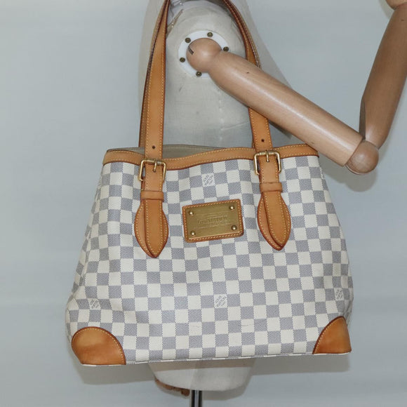 LOUIS VUITTON Damier Azur Hampstead MM Tote Bag N51206 LV Auth 138237