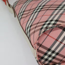 BURBERRY Nova Check Blue Label Shoulder Bag Nylon Pink Silver Auth 138245-10