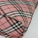 BURBERRY Nova Check Blue Label Shoulder Bag Nylon Pink Silver Auth 138245-11