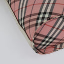 BURBERRY Nova Check Blue Label Shoulder Bag Nylon Pink Silver Auth 138245-12