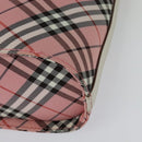 BURBERRY Nova Check Blue Label Shoulder Bag Nylon Pink Silver Auth 138245-13