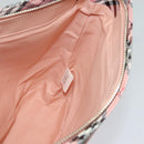 BURBERRY Nova Check Blue Label Shoulder Bag Nylon Pink Silver Auth 138245-16